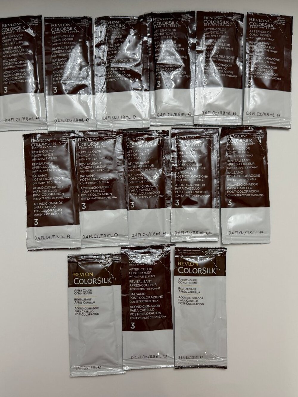 Lot of 14 Revlon ColorSilk Revitalisant After-Color Conditioner # 3 – 0.4 oz NEW